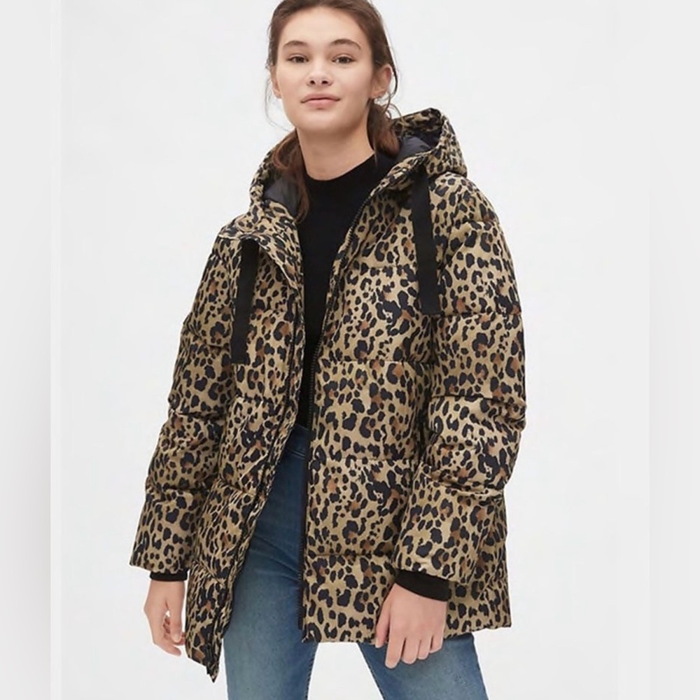 GAP Leopard Print Puffer Jacket